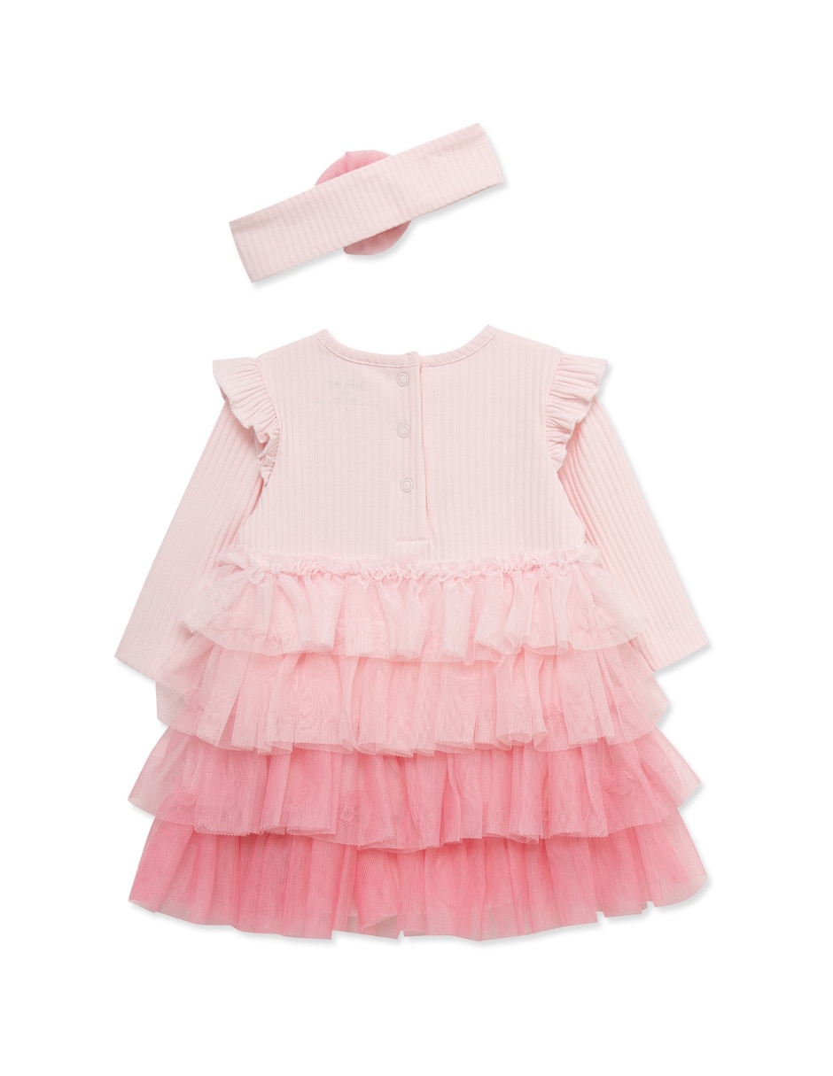 Vestido pañalero con accesorio para el cabello de algodón 2