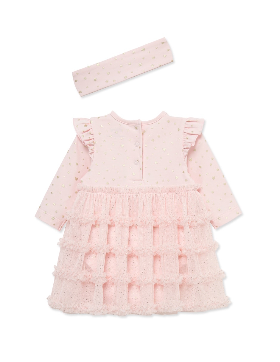 Vestido pañalero con accesorio para el cabello de algodón 3