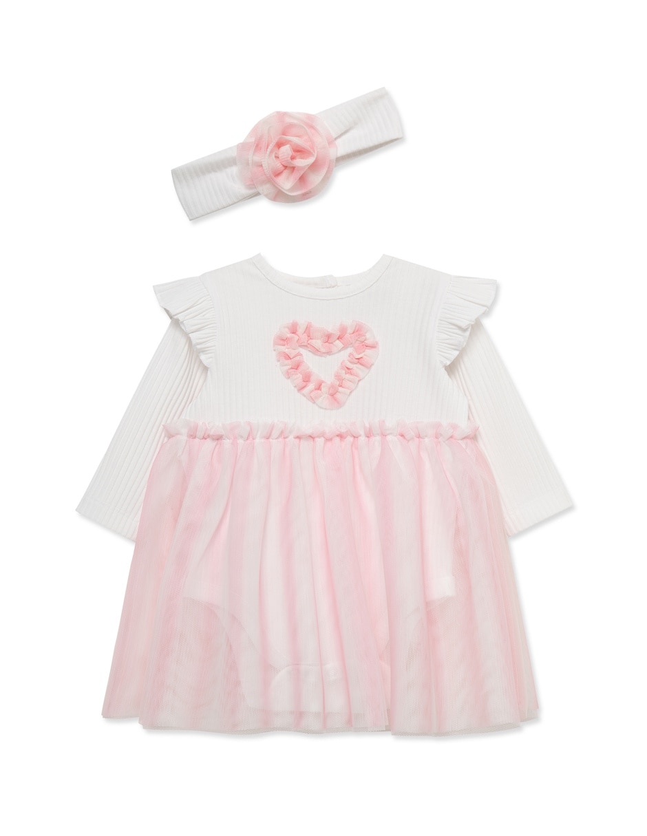 Vestido pañalero con accesorio para el cabello de algodón