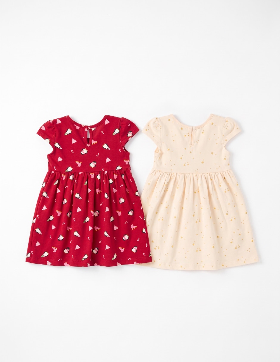 Set vestido manga cap para bebé niña 4