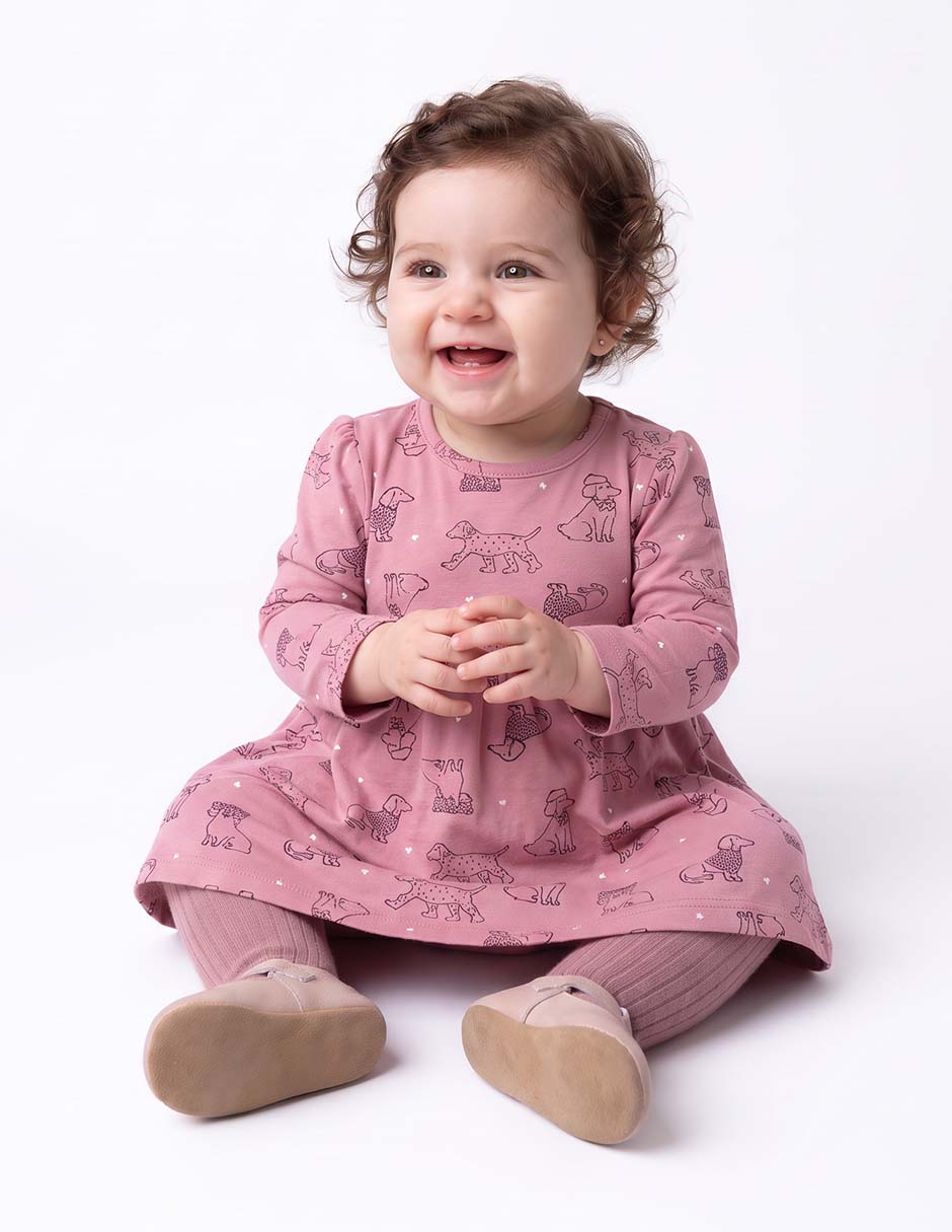 Set vestido manga larga para bebé niña Set vestido manga larga para bebé niña