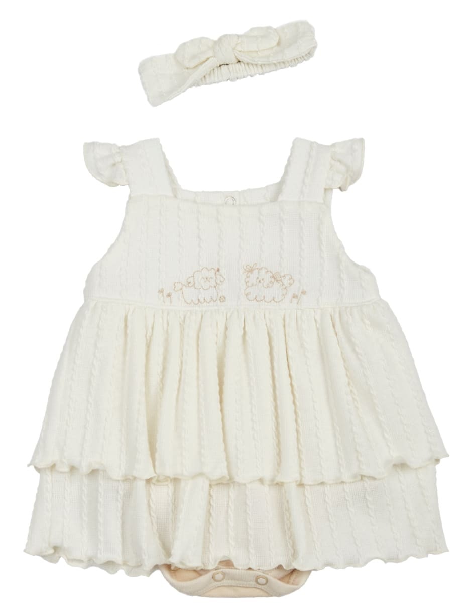 Vestido pañalero con accesorio para el cabello