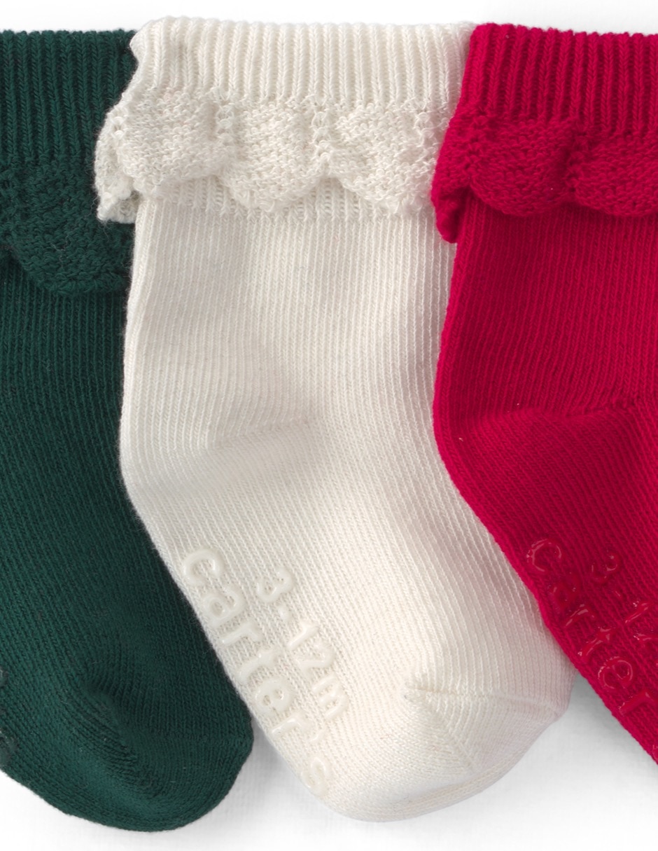 Set calcetín de algodón para bebé niña 3 pares 2