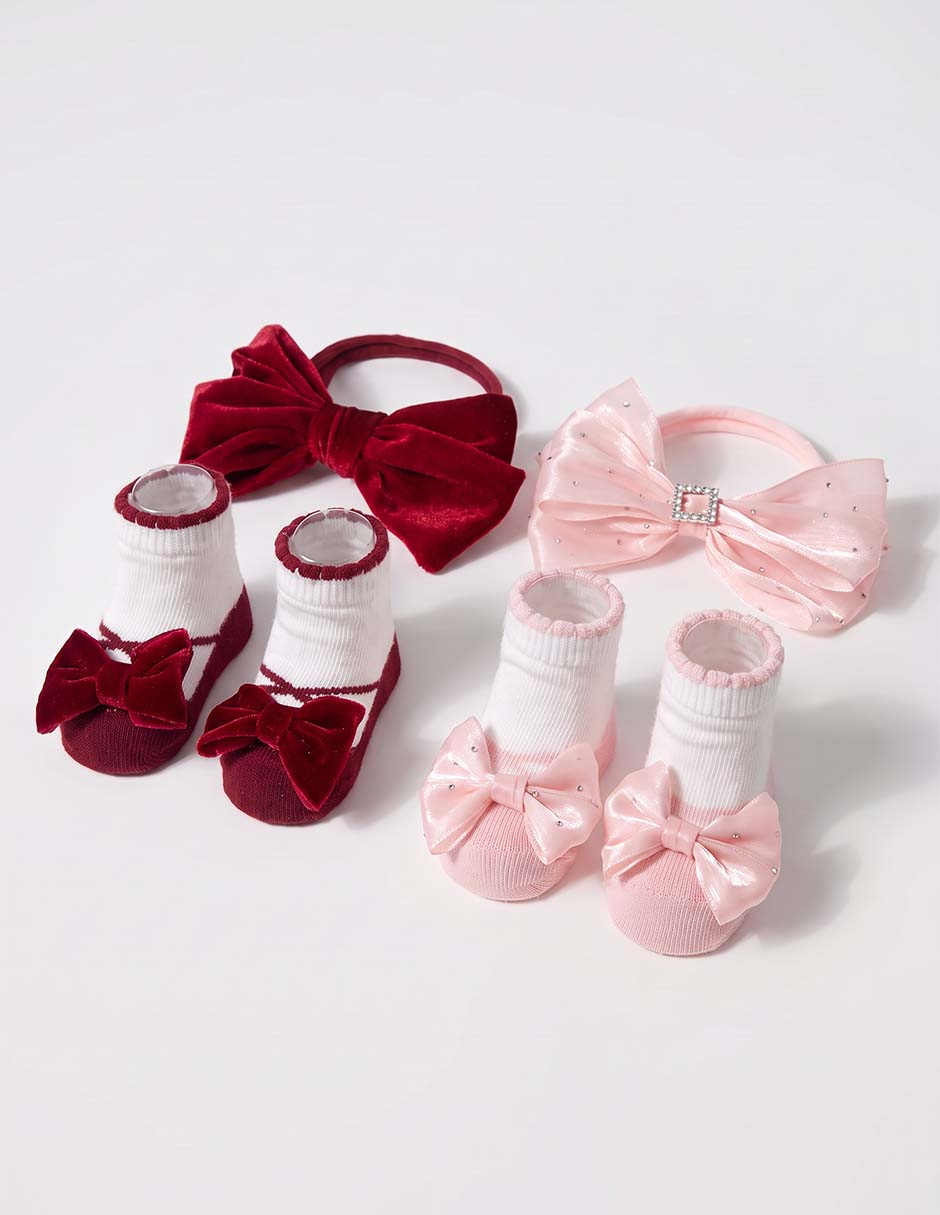 Set de calcetín antiderrapante de algodón para bebé niña 2 pares