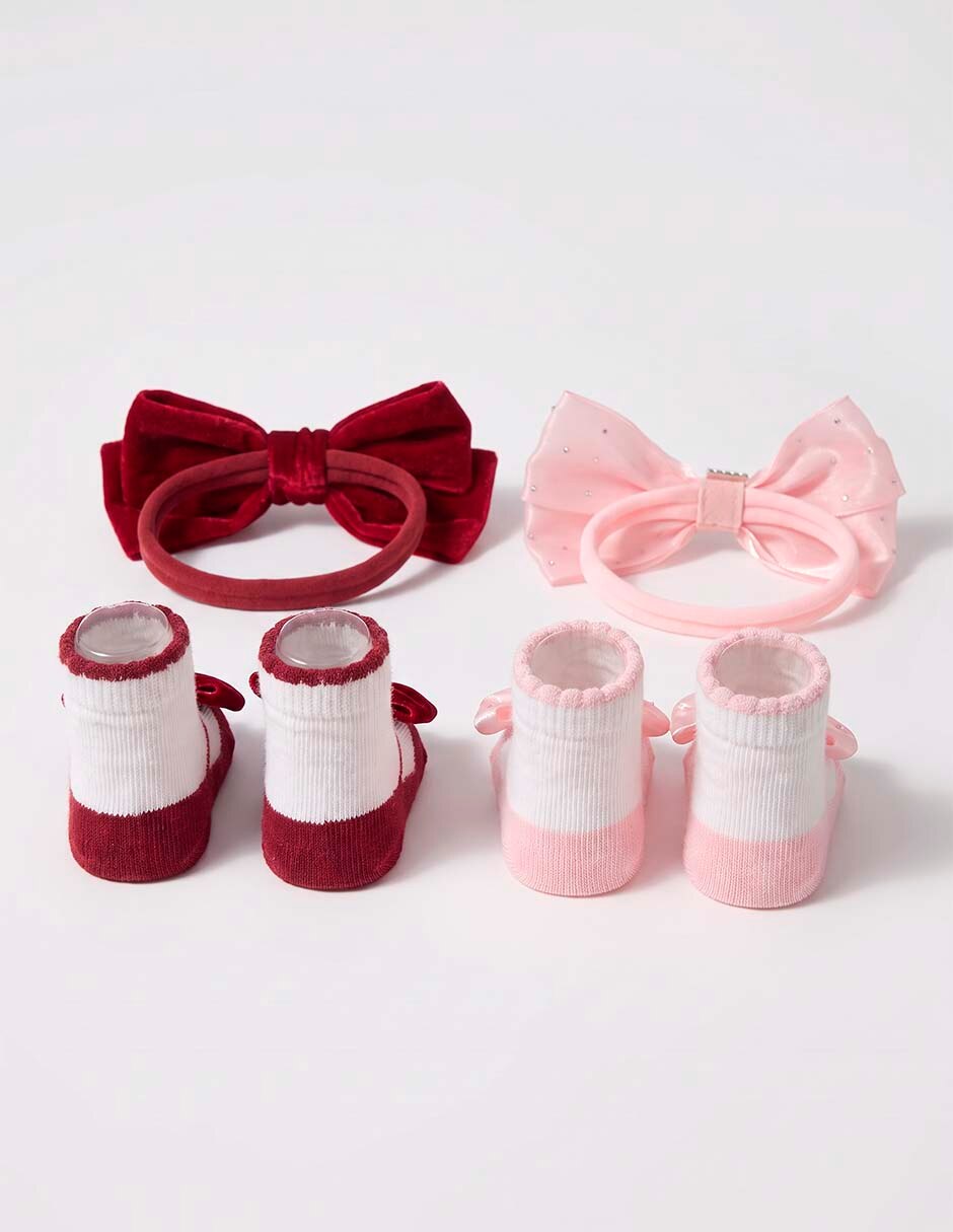 Set de calcetín antiderrapante de algodón para bebé niña 2 pares 2