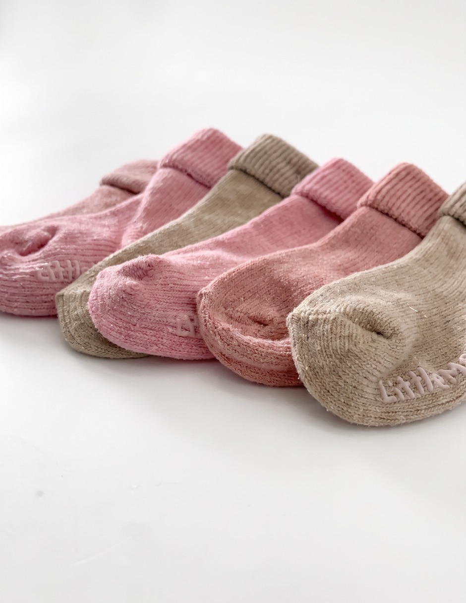 Set de tín antiderrapante de algodón para bebé niña 6 pares 3
