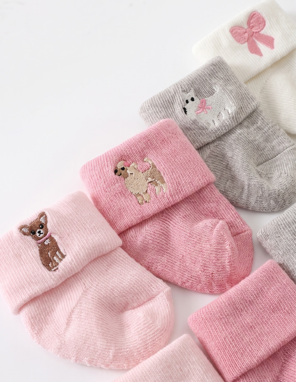 Set de tín antiderrapante de algodón para bebé niña 4 pares 2
