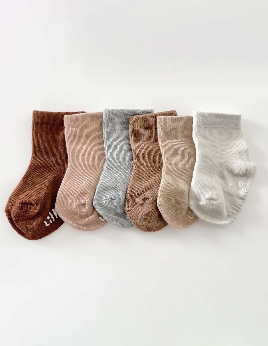 Set calcetín antiderrapante de algodón para bebé unisex 6 pares