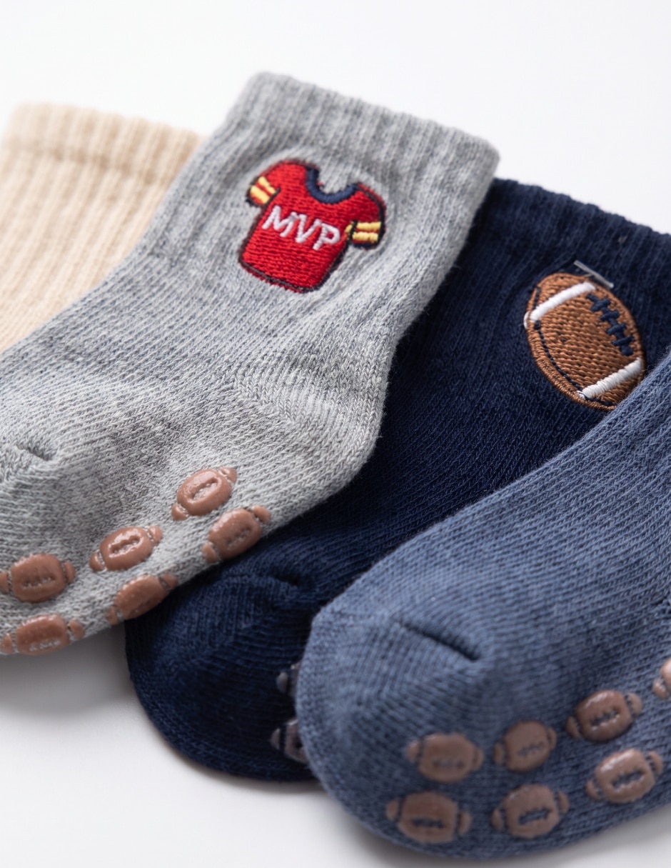 Set calcetín antiderrapante de algodón para bebé niño 4 pares 2