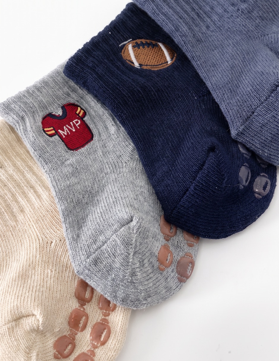 Set calcetín antiderrapante de algodón para bebé niño 4 pares 3