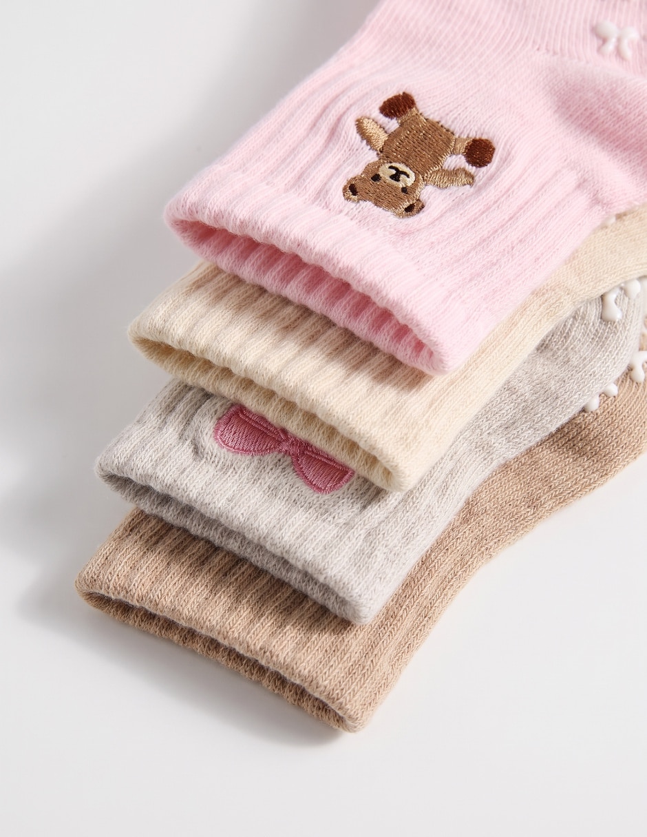 Set de calcetín antiderrapante para niña 4 pares 2