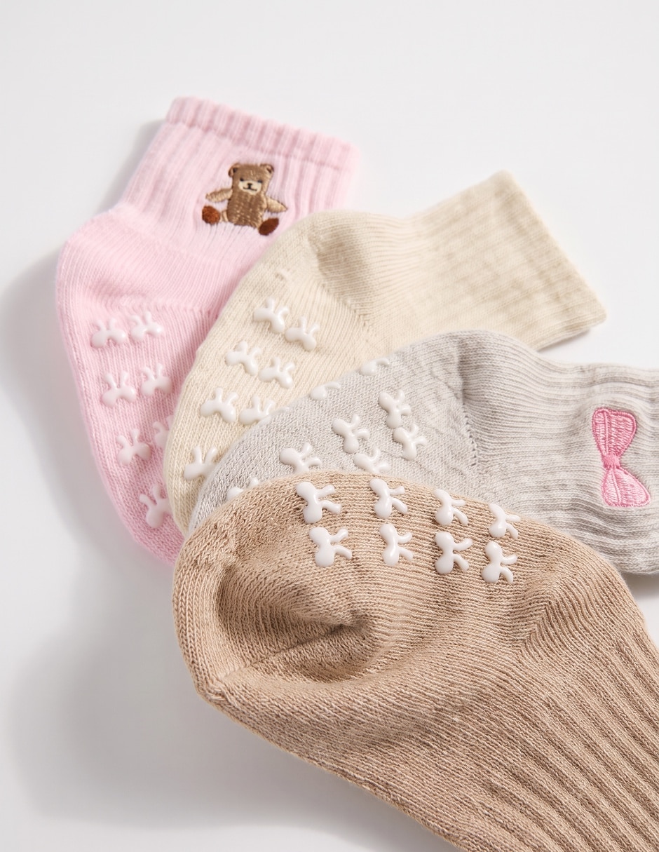 Set de calcetín antiderrapante para niña 4 pares 3