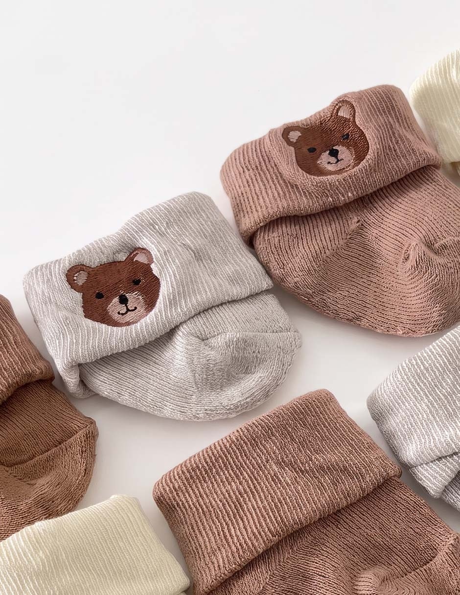 Set de tín antiderrapante de algodón para bebé unisex 4 pares 3