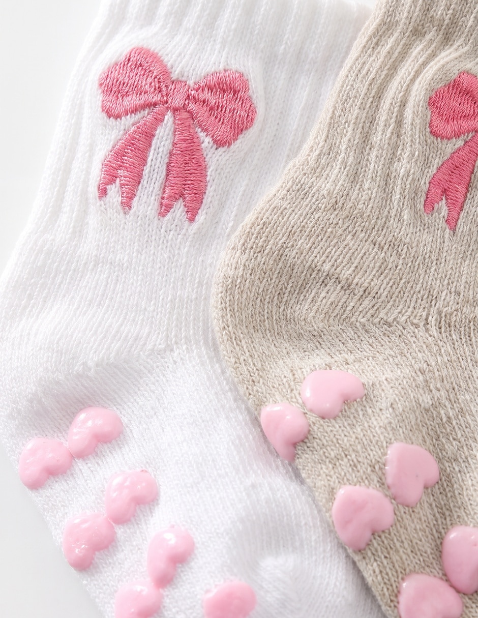 Set calcetín antiderrapante de algodón para bebé niña 4 pares 3