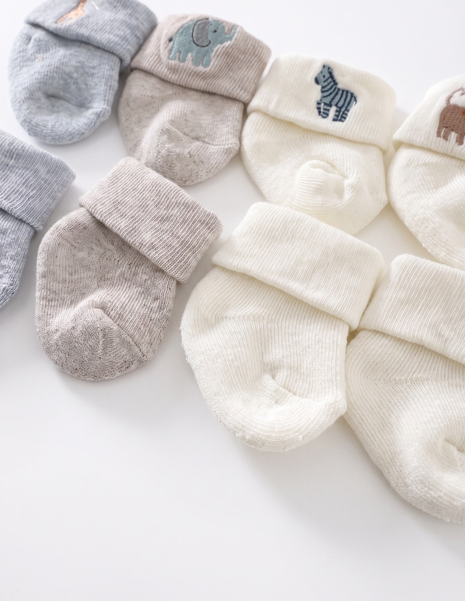 Set de tín antiderrapante de algodón para bebé unisex 4 pares 2