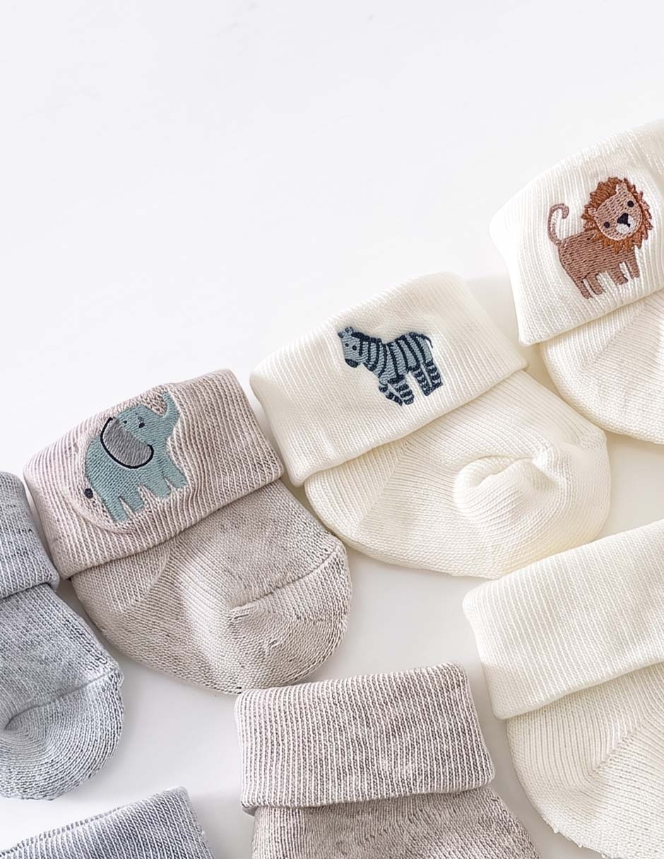 Set de tín antiderrapante de algodón para bebé unisex 4 pares 3