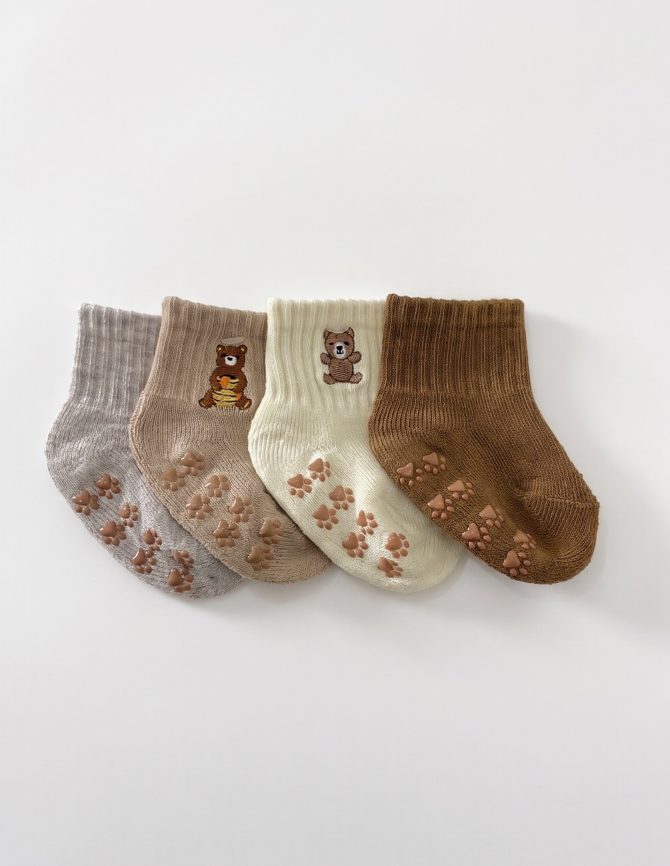 Set de tín antiderrapante de algodón para bebé niño 4 pares
