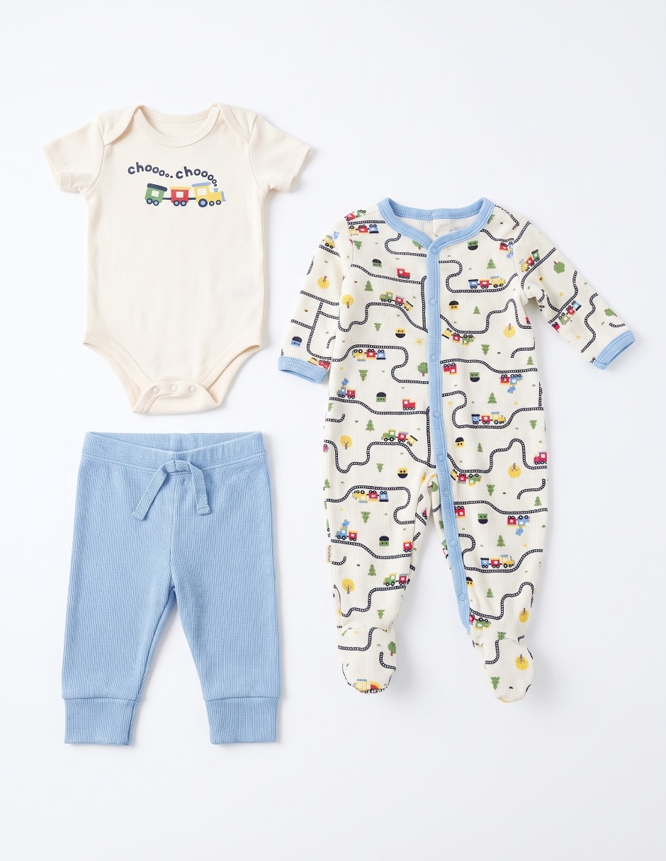 Conjunto de 3 piezas de algodón y elastano para bebé niño 3