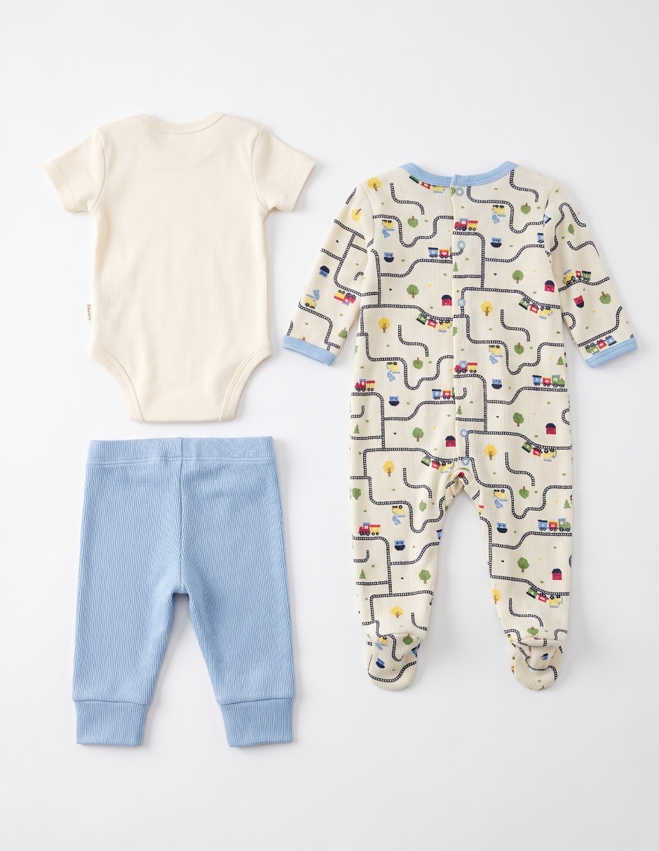 Conjunto de 3 piezas de algodón y elastano para bebé niño 4