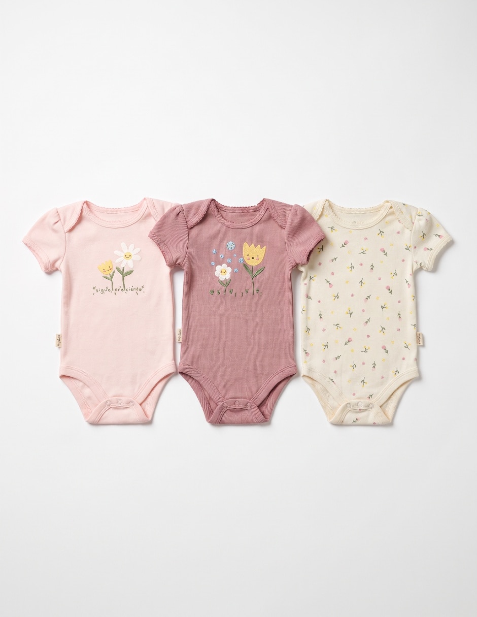 Set de body de algodón y elastano para bebé niña 3