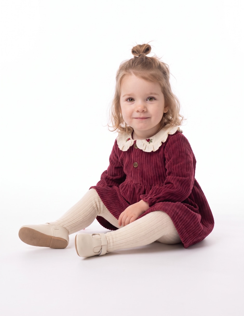 Vestido con malla manga larga para bebé niña