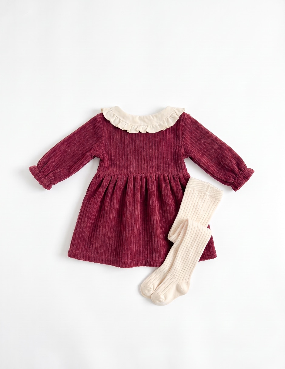Vestido con malla manga larga para bebé niña 4