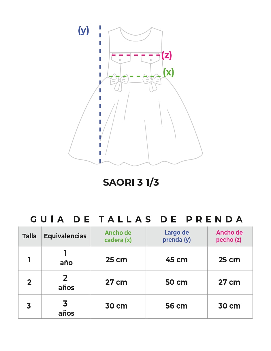 Vestido ves saori para bebé niña 6