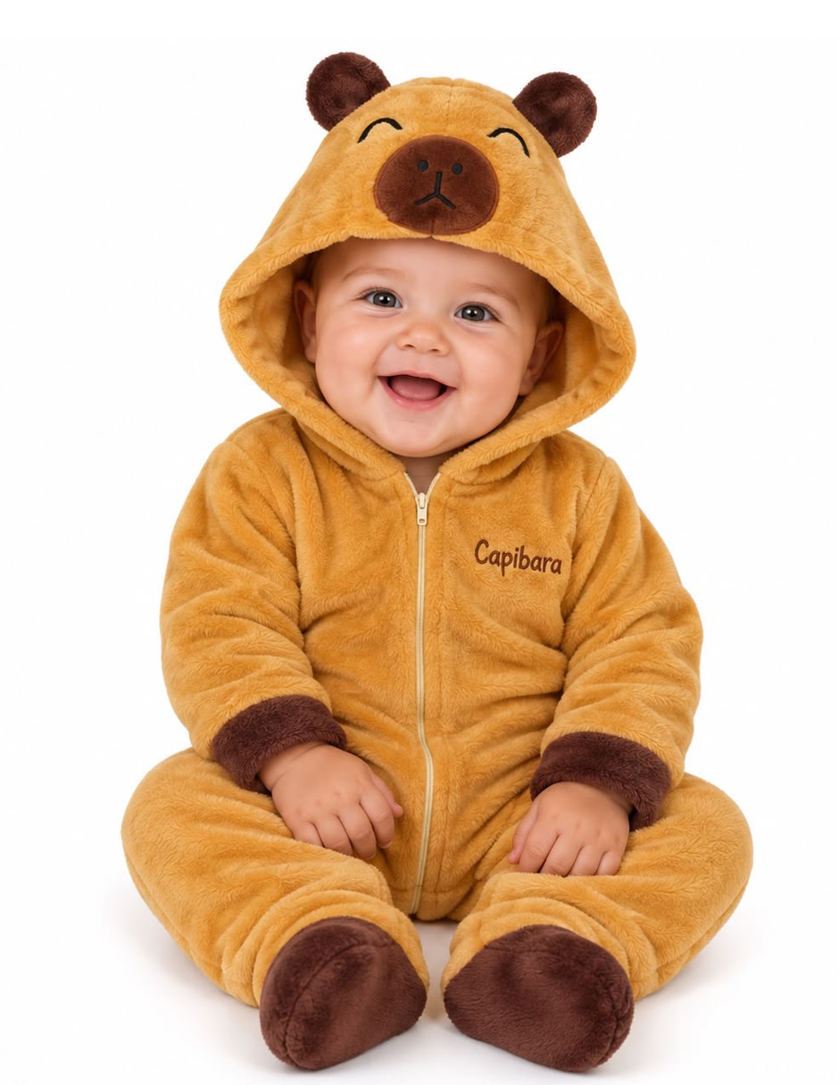 Mameluco capibara de flannel para bebé unisex Mameluco capibara de flannel para bebé unisex