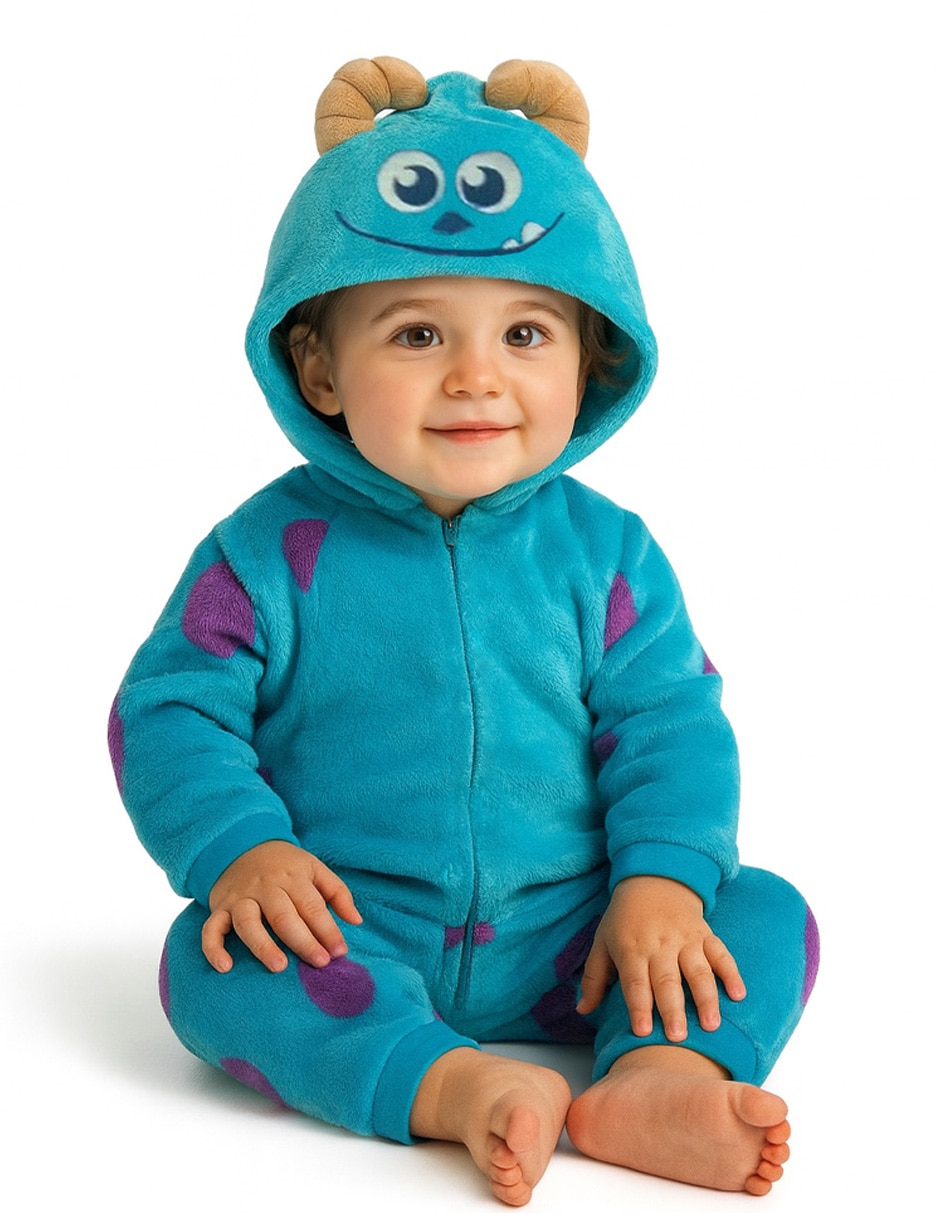 Mameluco mosnter inc de flannel para bebé unisex
